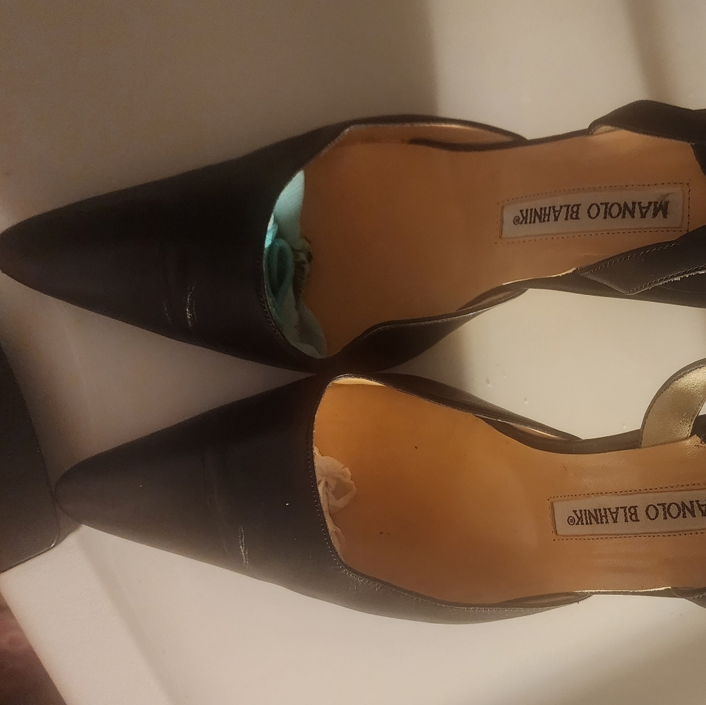 MANOLO BLAHNIK CLASSIC  KID LEATHER PUMPS SHOES slingbacks